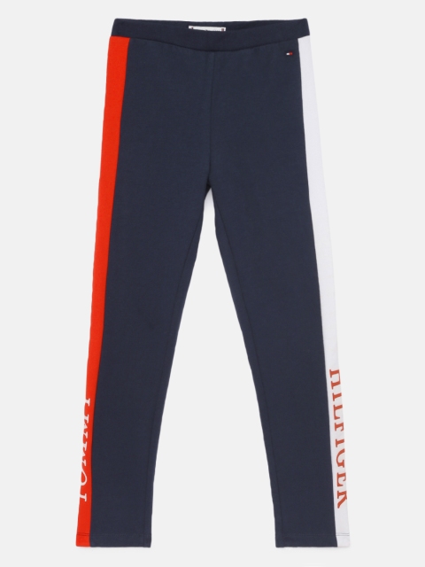 

Tommy Hilfiger Girls Navy Blue Side Striped Straight Fit Track Pants