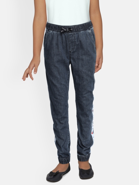 

Tommy Hilfiger Girls Blue Jogger Mid-Rise Clean Look KG GRACE Pure Cotton Jeans