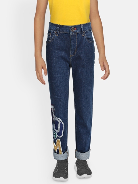 

Tommy Hilfiger Boys Navy Blue Straight Fit Mid-Rise Clean Look Stretchable Jeans