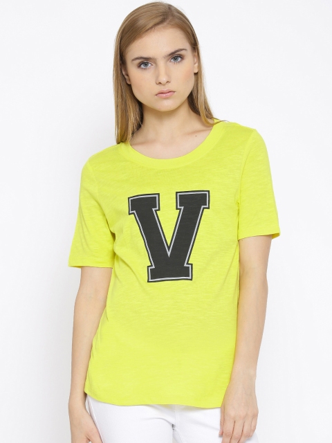 

Vero Moda Yellow Text Print T-shirt