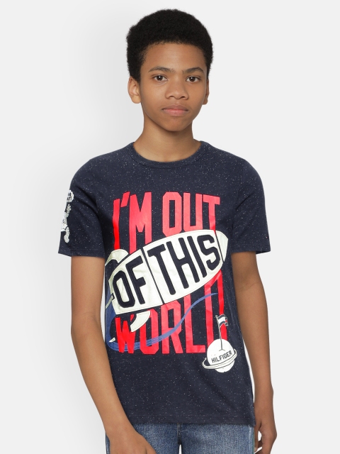 

Tommy Hilfiger Boys Navy Blue Printed Round Neck T-shirt