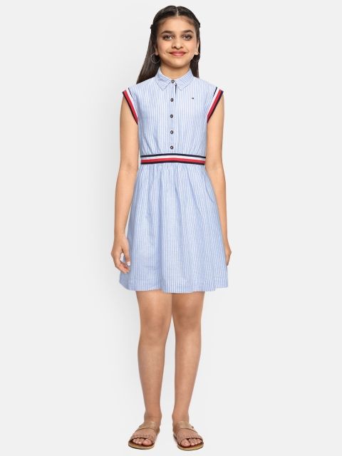 

Tommy Hilfiger Girls Blue Striped Fit and Flare Dress