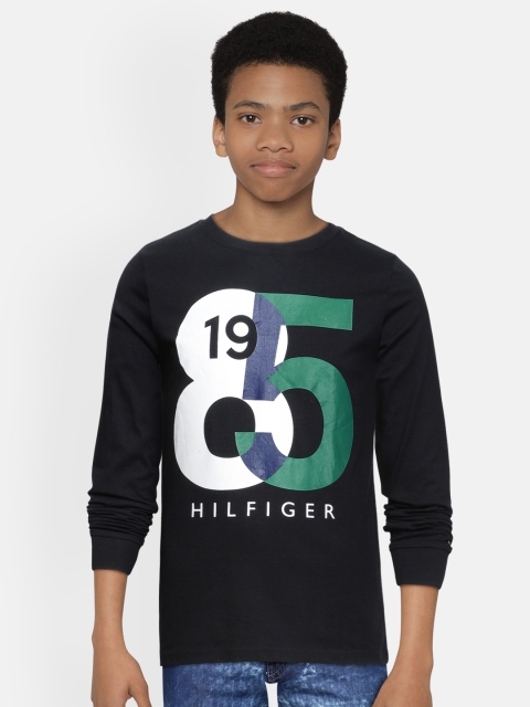

Tommy Hilfiger Boys Black Printed Pure Cotton Round Neck T-shirt