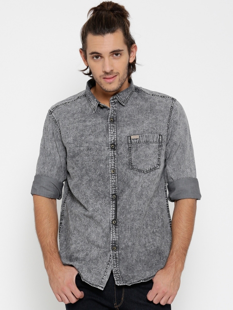 

Flying Machine Grey Washed Casual Shirt