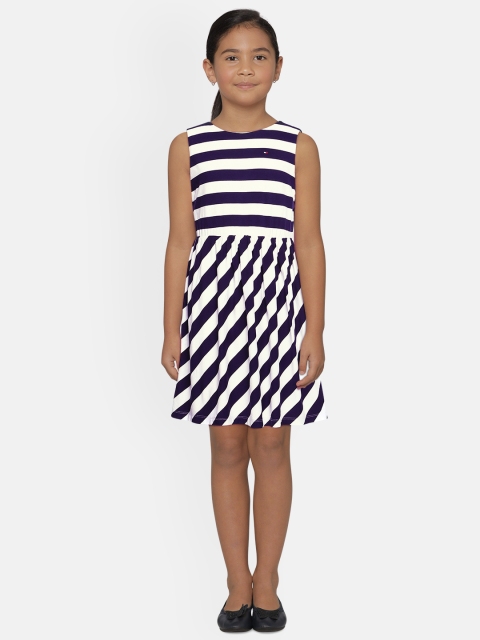 

Tommy Hilfiger Girls Navy Blue Striped Fit and Flare Dress