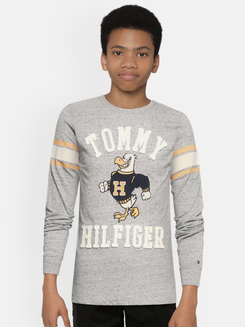 

Tommy Hilfiger Boys Grey Melange Printed Round Neck T-shirt