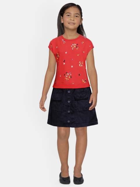 

Tommy Hilfiger Girls Red & Navy Blue Printed A-Line Dress
