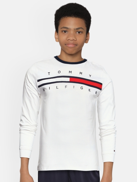 

Tommy Hilfiger Boys White Printed Round Neck Pure Cotton T-shirt