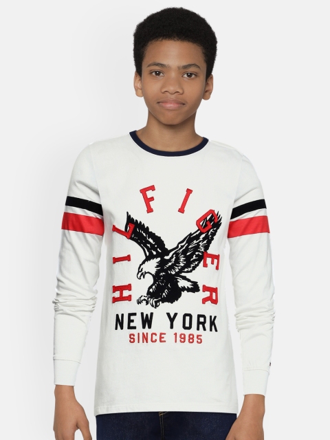 

Tommy Hilfiger Boys White Printed Pure Cotton Round Neck T-shirt