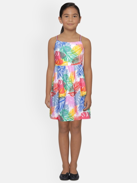 

Tommy Hilfiger Girls Multicoloured Printed Pure Cotton Fit and Flare Dress, Multi