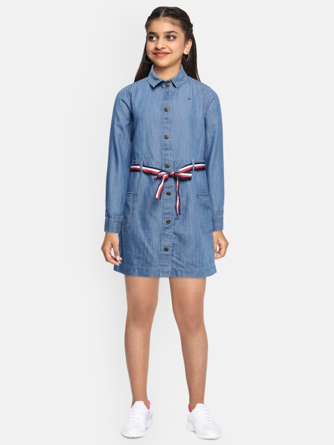 

Tommy Hilfiger Girls Blue Solid Denim Shirt Dress