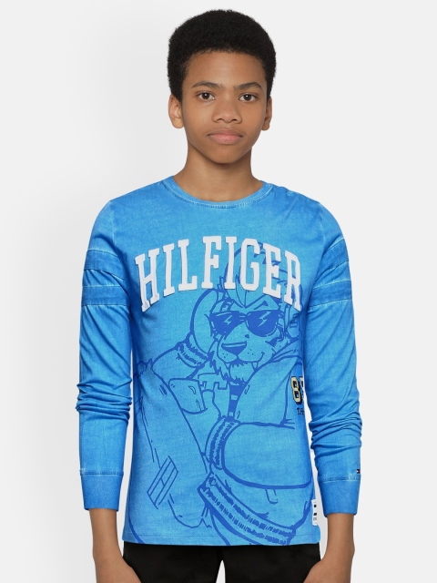 

Tommy Hilfiger Boys Blue Printed RANDY Pure Cotton Round Neck T-shirt