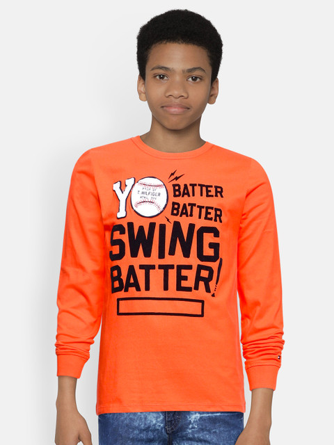 

Tommy Hilfiger Boys Orange Printed Round Neck T-shirt