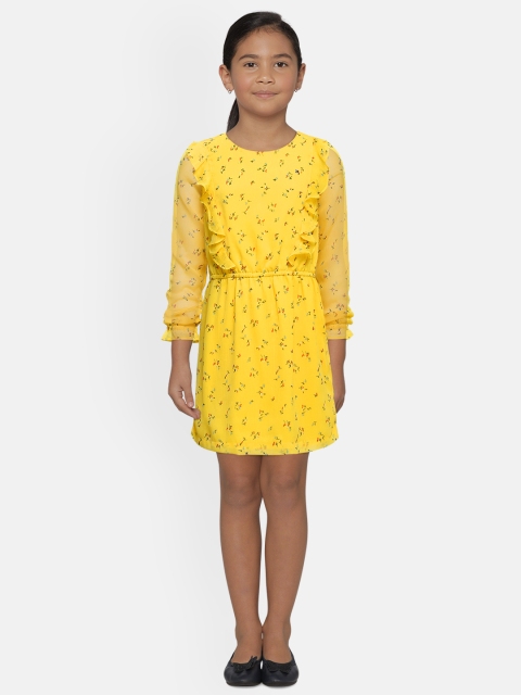 

Tommy Hilfiger Girls Yellow Printed A-Line Dress