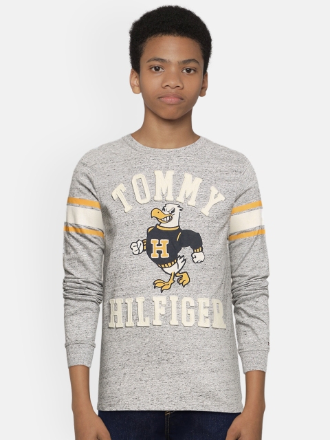 

Tommy Hilfiger Boys Grey Melange Printed Round Neck T-shirt