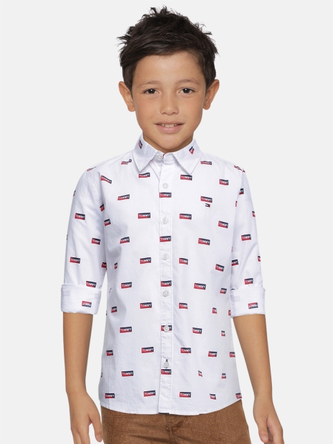 

Tommy Hilfiger Boys White Regular Fit Printed BB LATAM AOP Pure Cotton Casual Shirt