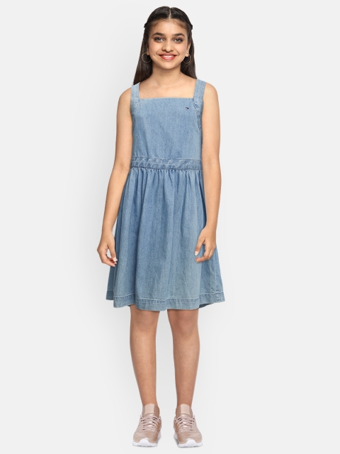 

Tommy Hilfiger Girls Blue Solid Pinafore Denim Dress