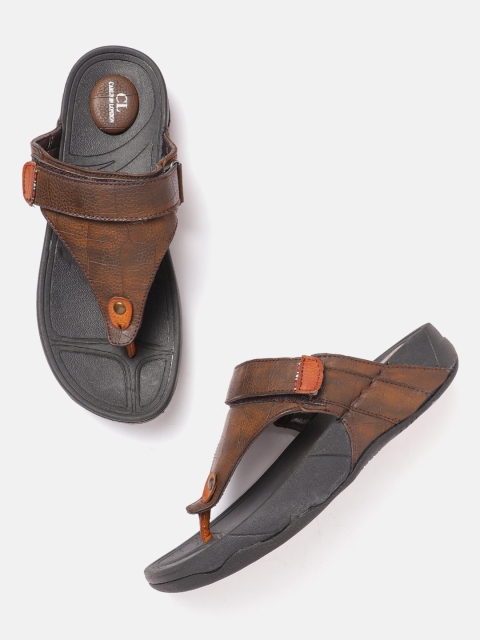 

Carlton London Men Brown Croc Textured Comfort Sandals