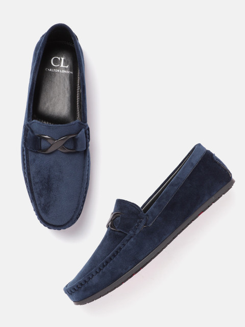 

Carlton London Men Navy Blue Solid Suede Finish Horsebit Loafers