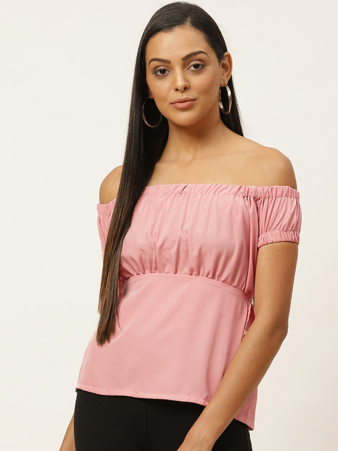

U&F Dusty Pink Solid Bardot Top