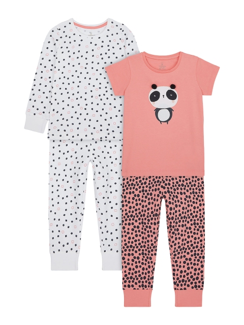 

mothercare Girls Pack of 2 Printed Night Suits, Pink