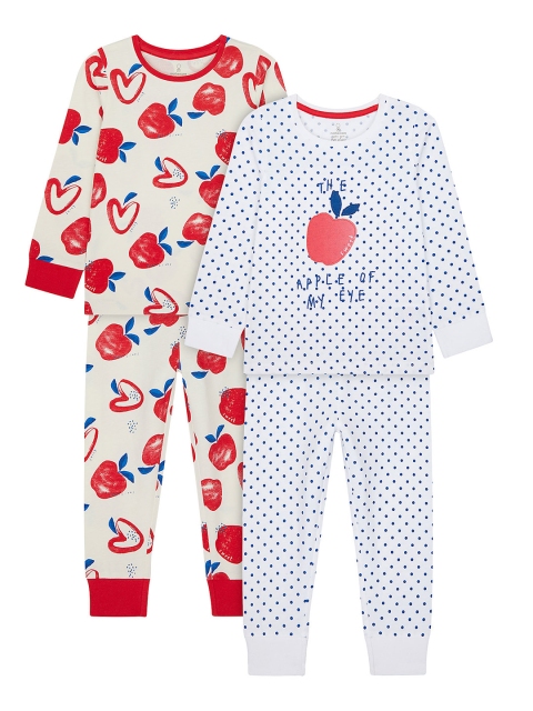 

mothercare Girls Set of 2 Printed Pyjama Sets, Red