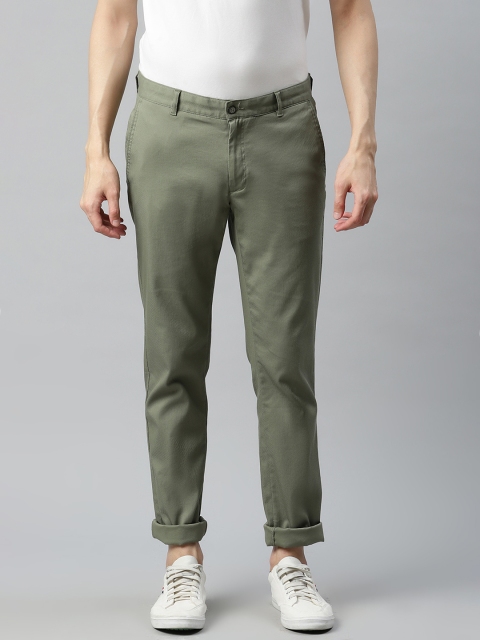 

Blackberrys Men Olive Green Regular Fit Solid Regular Trousers