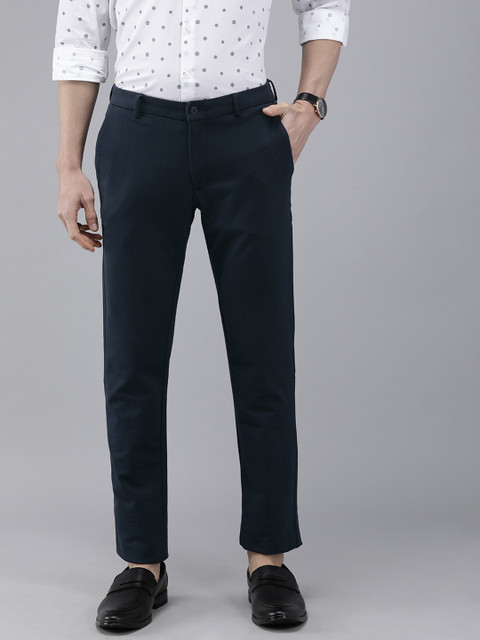 

Blackberrys Men Navy Blue B 91 Narrow Fit Solid Regular Trousers