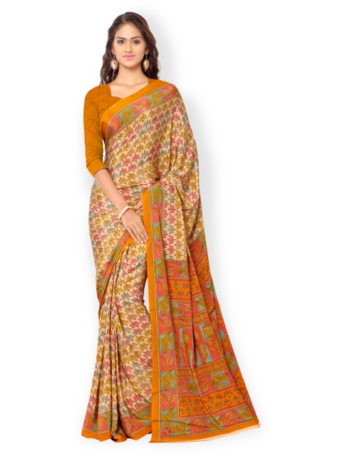 

Ligalz Beige Crepe Printed Saree