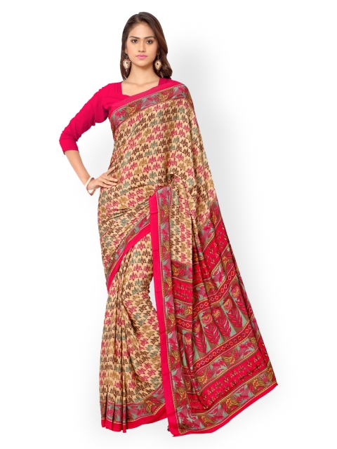 

Ligalz Beige Crepe Printed Saree