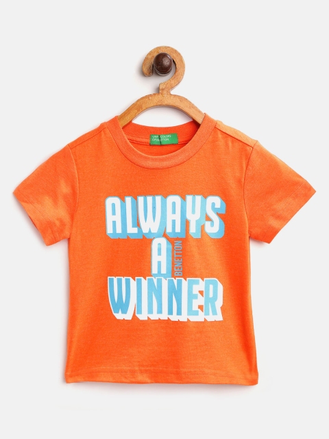 

United Colors of Benetton Boys Orange & White Typography Print T-shirt
