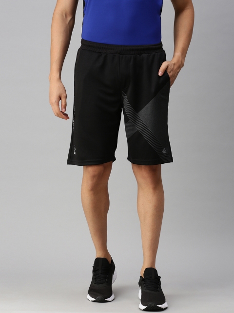 

WROGN ACTIVE Men Black Brand Logo Printed Slim Fit Mid-Rise Sports Shorts