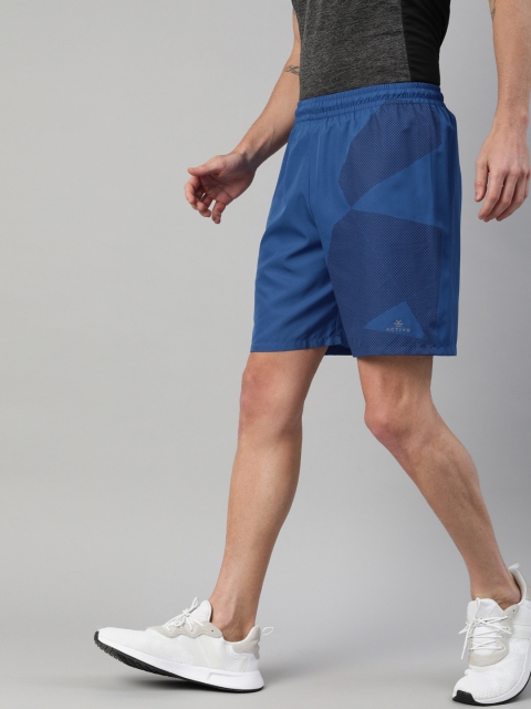 

WROGN ACTIVE Men Blue Printed Slim Fit Sports Shorts