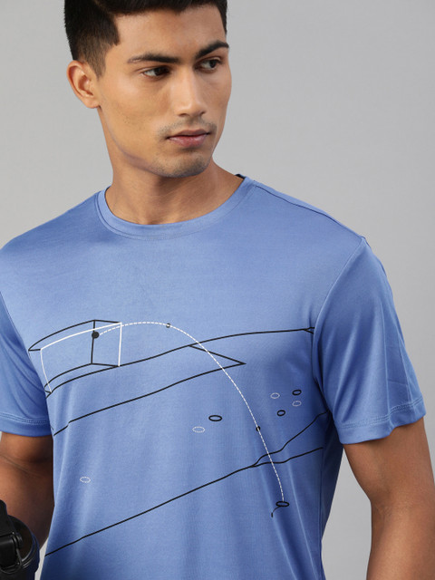

WROGN ACTIVE Men Blue Printed Round Neck T-shirt