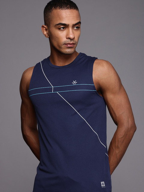

WROGN ACTIVE Men Blue Graphical Printed Sleeveless Slim Fit T-shirt