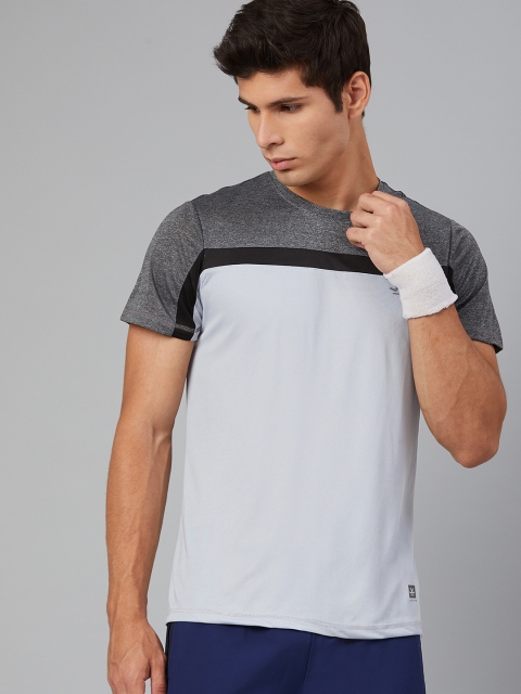 

WROGN ACTIVE Men Charcoal Grey & White Colourblocked Polyester T-shirt