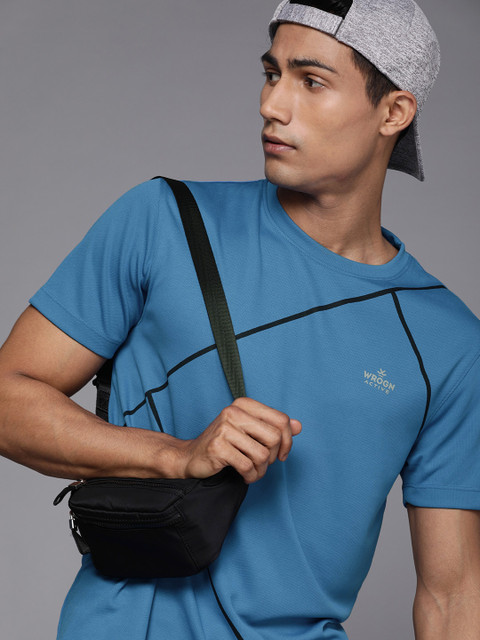

WROGN ACTIVE Men Blue Printed Slim Fit T-shirt