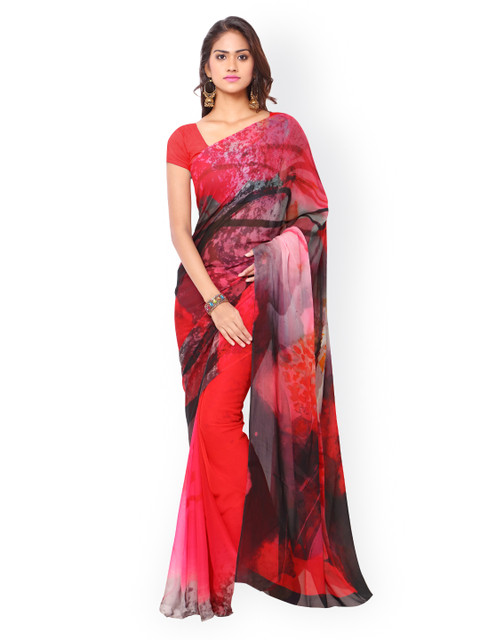 

Ligalz Red Chiffon Printed Saree