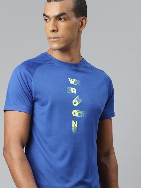

WROGN ACTIVE Men Blue Printed Slim Fit Round Neck T-shirt
