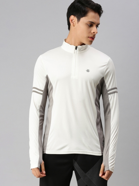 

WROGN ACTIVE Men White Mock Neck Slim Fit T-shirt