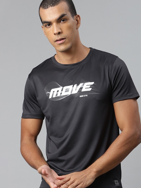

WROGN ACTIVE Men Charcoal Grey Printed Slim Fit Round Neck T-shirt