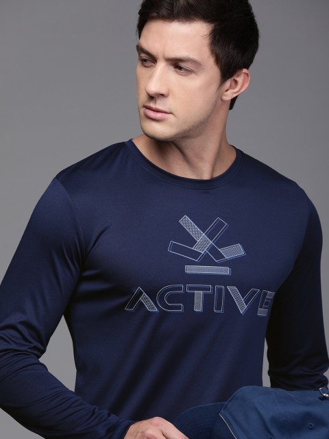 

WROGN ACTIVE Men Navy Blue Printed Round Neck T-shirt