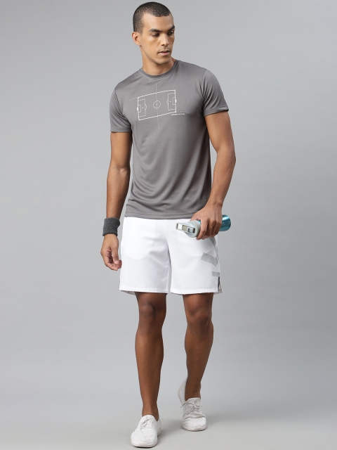 

WROGN ACTIVE Men Grey Printed Slim Fit Round Neck T-shirt