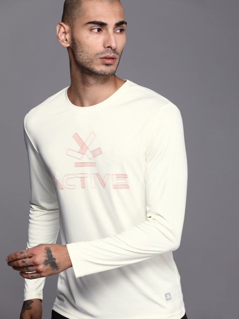 

WROGN ACTIVE Men White Slim Fit Printed Round Neck T-shirt