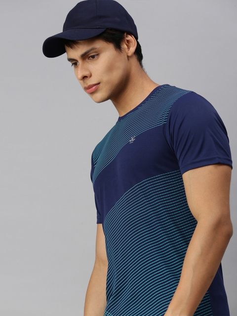 

WROGN ACTIVE Men Navy Blue Striped T-shirt
