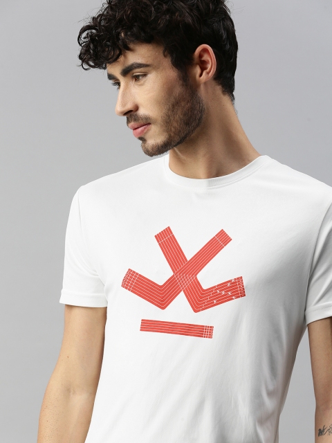 

WROGN ACTIVE Men White & Red Brand Logo Printed Slim Fit T-shirt