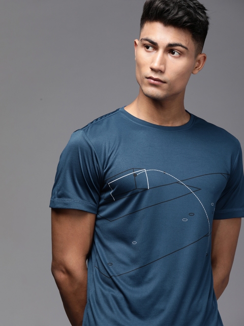 

WROGN ACTIVE Men Blue Printed Round Neck T-shirt