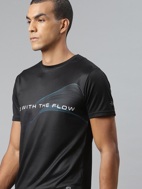 

WROGN ACTIVE Men Black Printed Slim Fit Round Neck T-shirt