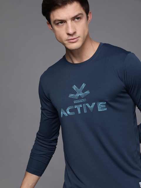 

WROGN ACTIVE Men Blue Brand Logo Printed Slim Fit T-shirt