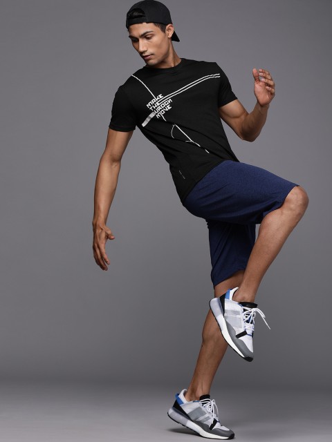 

WROGN ACTIVE Men Black & Orange Brand Logo Print Slim Fit T-shirt